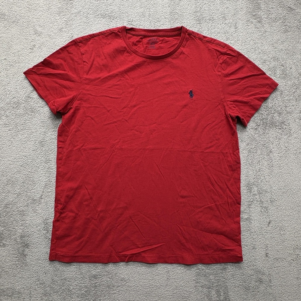 Polo Ralph‎ Lauren Shirt Mens Medium Red Classic Crewneck Cotton Tee Pony Logo